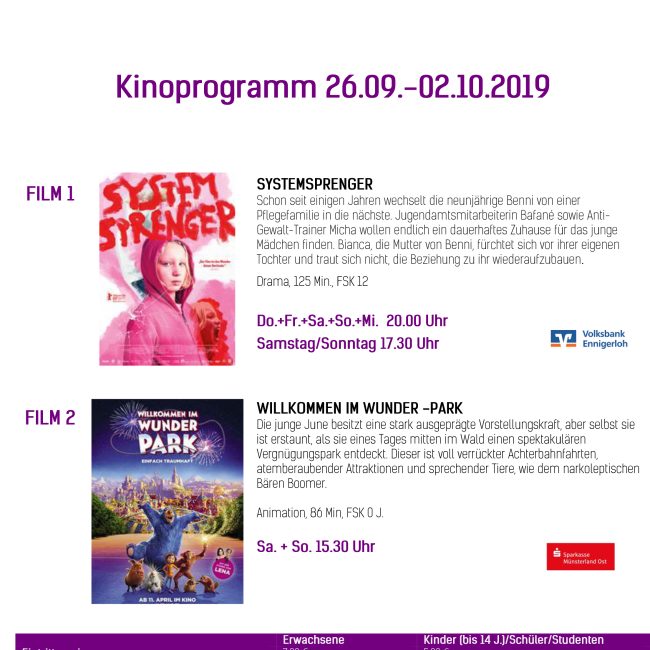 Kinoprogramm 26.09.-02.10.