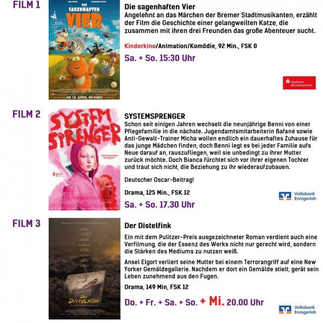 Kinoprogramm 10.10.-16.10.2019