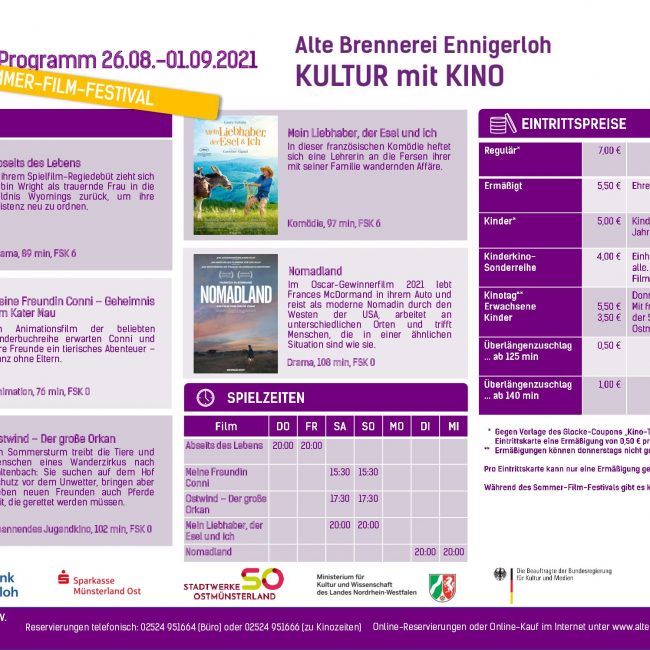 Sommer-Film-Festival in der alten Brennerei Schwake