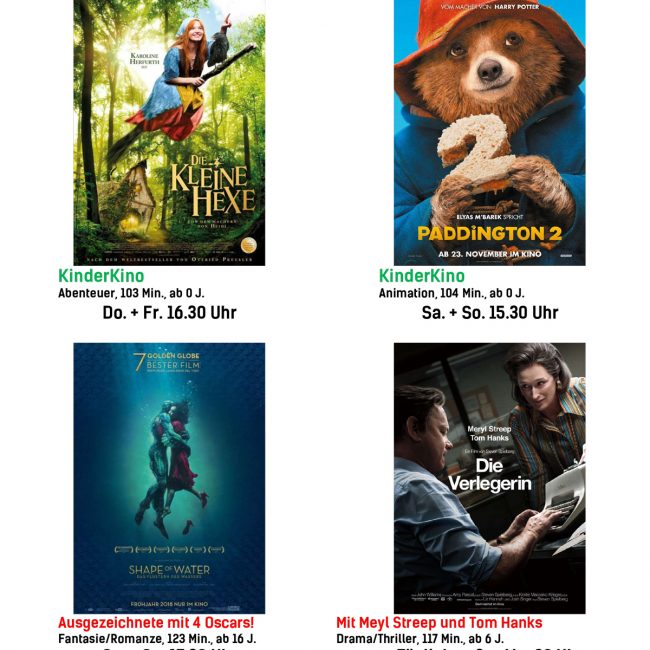 Kinoprogramm vom 22. März bis 28. März 2018
