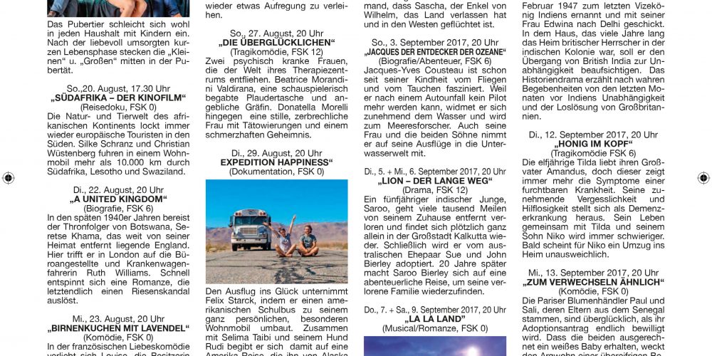 Sommer-Film-Festival im Kino der „Alten Brennerei“