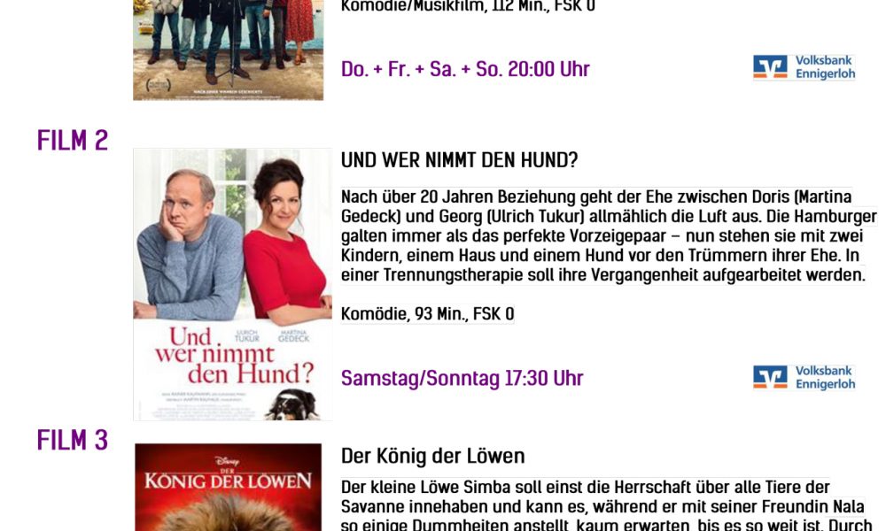 Kinoprogramm vom 12.09. – 15.09.