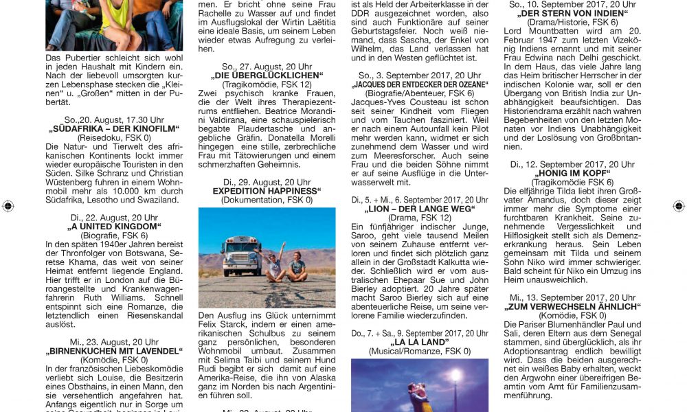 Sommer-Film-Festival im Kino der „Alten Brennerei“