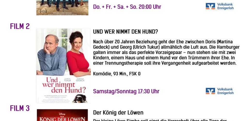Kinoprogramm vom 12.09. – 15.09.