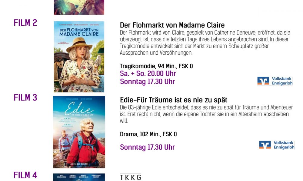 Kinoprogramm vom 11.07 bis zum 14.07.2019